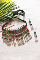 Bright Multi Color Enamel Painted Afghani Adjustable Length Choker Necklace Set