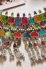 Bright Multi Color Enamel Painted Afghani Adjustable Length Choker Necklace Set
