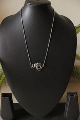 Oxidised Finish Elephant Pendant Petite Chain Necklace