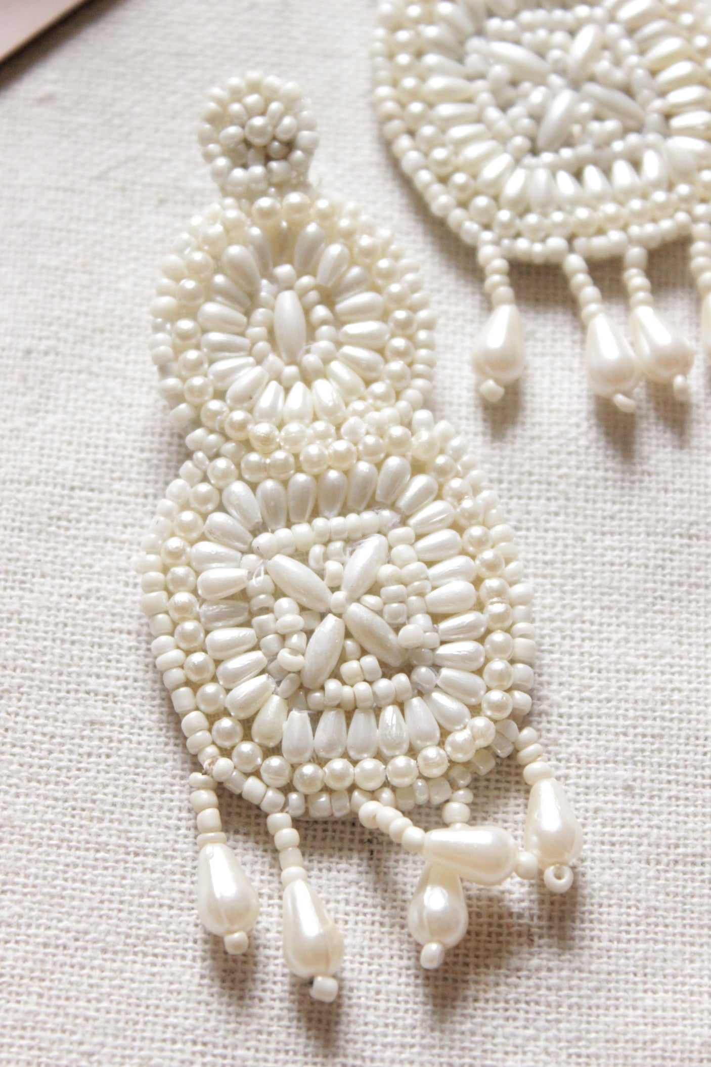 White Acrylic Beads Long Beaded Earrings