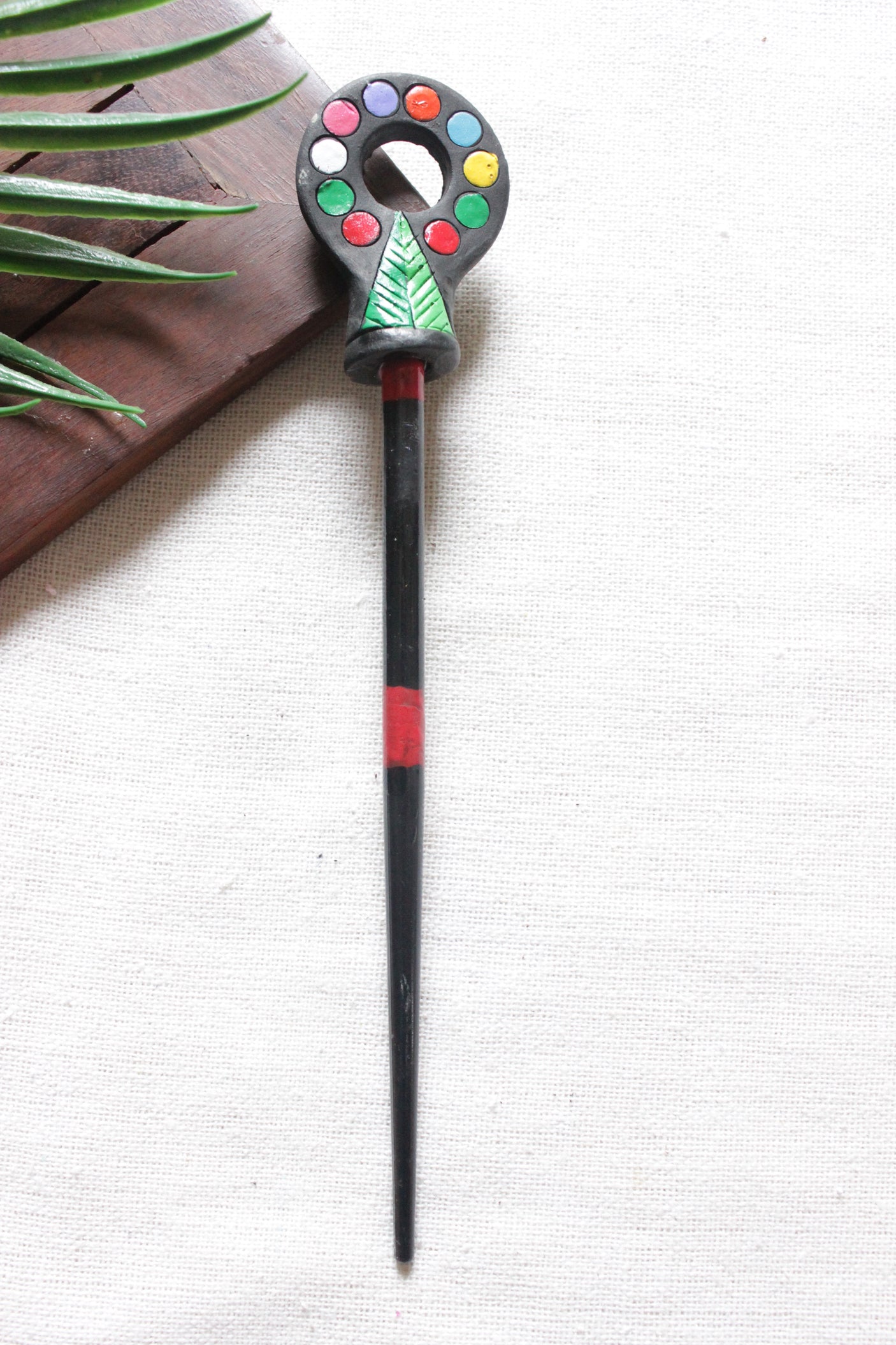 Handcrafted Terracotta Clay Black Bun Stick/Juda Stick