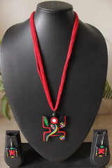 Handcrafted Tribal Motifs Terracotta Clay Adjustable Length Necklace Set
