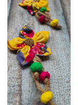 Hand Painted Yellow Fabric Earrings with Jute Danglers