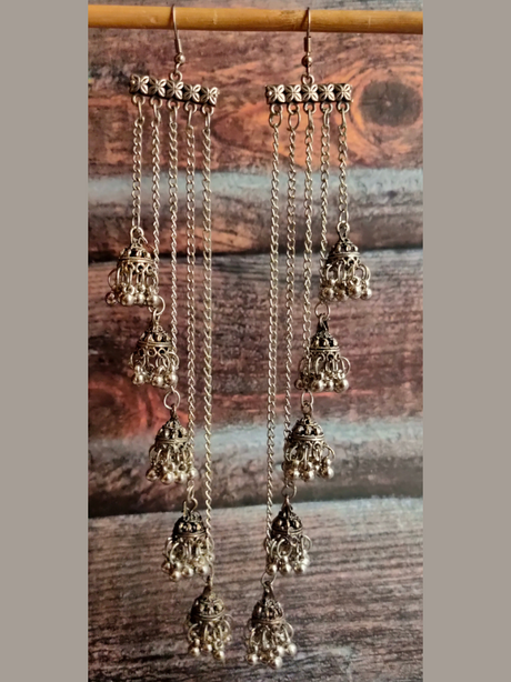 Multiple Strands Dangler Jhumka Earrings