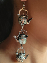 Three Layer Tea Kettle Dangler Earrings