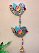 Handmade and Hand-Painted 2 Birdies Terracotta Wall Hanging