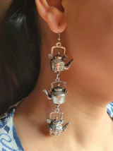 Three Layer Tea Kettle Dangler Earrings