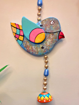 Handmade and Hand-Painted 2 Birdies Terracotta Wall Hanging