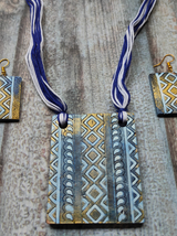 Handcrafted Shades of Blue and White Clay Necklace Set