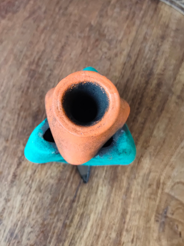 Turquoise and Orange Handcrafted Flask Shaped Terracotta Clay Pot