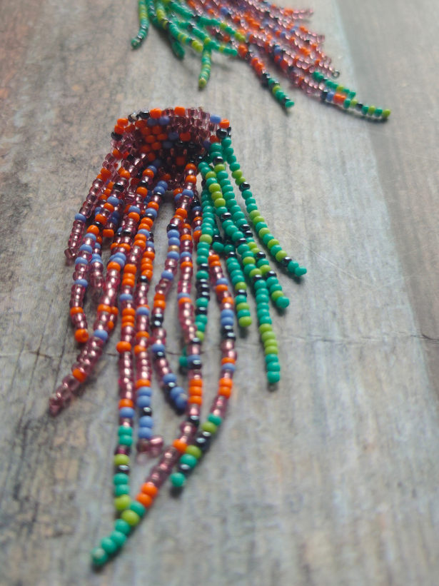 Multi-Color Beads Long Dangler Boho Earrings