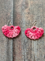 Shades of Pink Hand Knitted Crochet Half-Moon Earrings