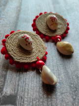 Jute and Shell Work Handcrafted Necklace Set with Thread Closure