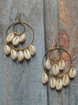 Concentric Circles Gold Finish Shell Earrings