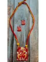 Hand Painted Ganesha Thread Closure Ceramic Necklace Set
