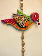 Handmade and Hand-Painted 3 Strands Floral Birds Terracotta Wall Hanging