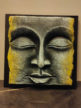 Handcrafted Terracotta Clay Buddha Face on a Wooden Frame Wall Decor