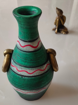 Sea Green with Golden Accents Handcrafted Traditional Terracotta Clay Pot