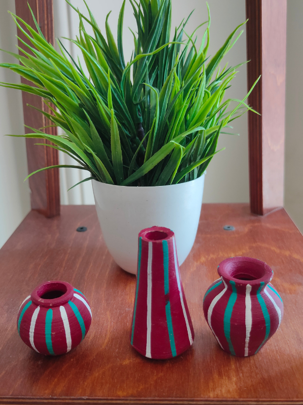 Set of 3 Small Handcrafted Terracotta Clay Pots