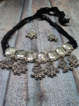 Intricately Crafted Choker Necklace with Metal Beads Danglers