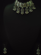 Intricately Crafted Choker Necklace with Metal Beads Danglers