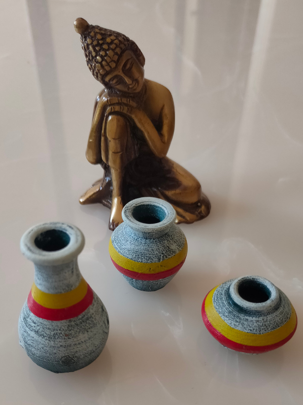 Set of 3 Small Handcrafted Terracotta Clay Pots