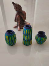 Set of 3 Small Handcrafted Terracotta Clay Pots