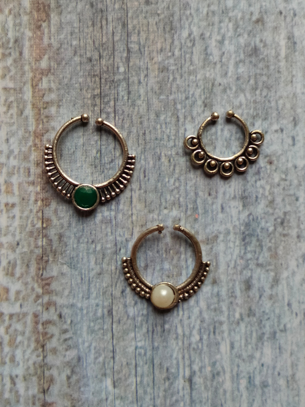 Set of Three Oxidised Silver Septum Nosepins