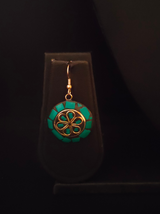 Black and Turquoise Tibetan Earrings with Gold Detailing