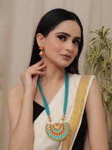 Turquoise Arc Shaped Terracotta Necklace Set