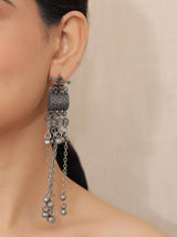 Oxidised Silver Long Tribal Necklace Set