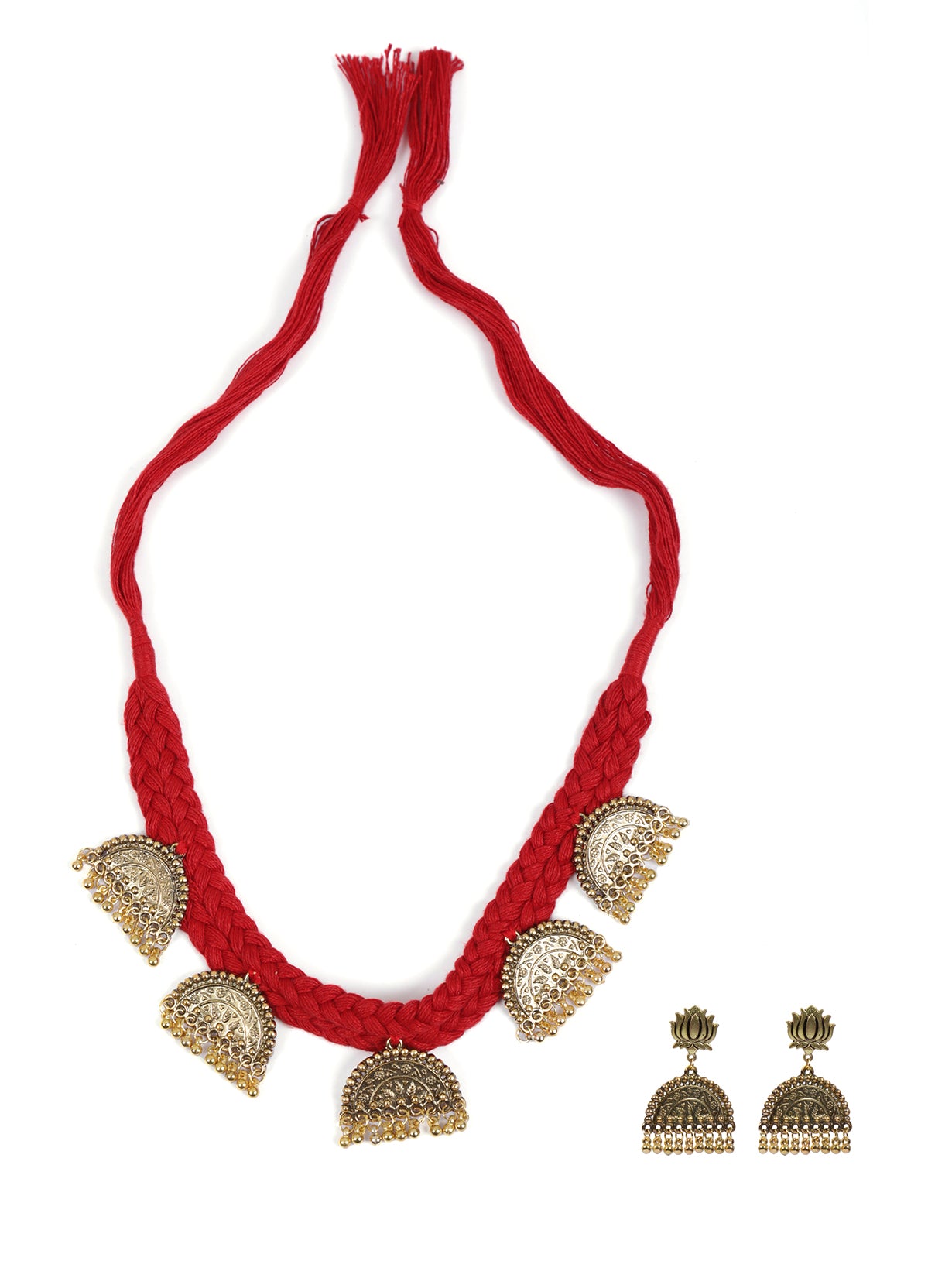 Thread Work Golden Choker Necklace Set