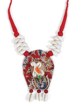 Kalamkari Fabric Shell Work Handcrafted Necklace Set with Thread Closure