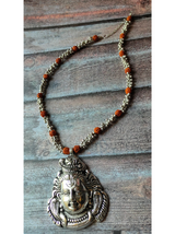 Lord Shiva Silver Rudraksha Beads and Metal Beads Necklace