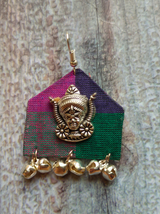 Fabric Earrings with Goddess Motif and Ghungroos