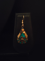 Black and Turquoise Tibetan Drop Earrings with Gold Detailing