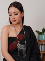 Premium Oxidised Finish Rhinestones Embedded Long Afghani Necklace