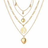 4 Layered Exquisite Heart Gold Plated Necklace