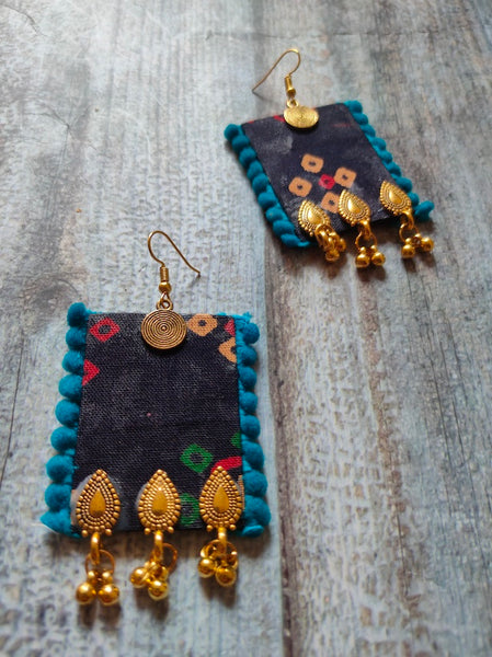 Afrocentric, Fabric earrings, Denim Tassel earrings, Handmade earrings |  SohLoh1 Boutique Afrocentric Jewelry made with Essence