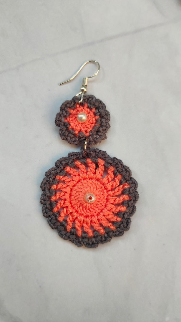 2 Layer Flower Handcrafted Crochet Earrings