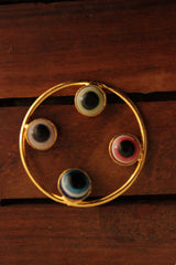 Multi-Color Evil Eye Embedded Gold Finish Hoop Earrings