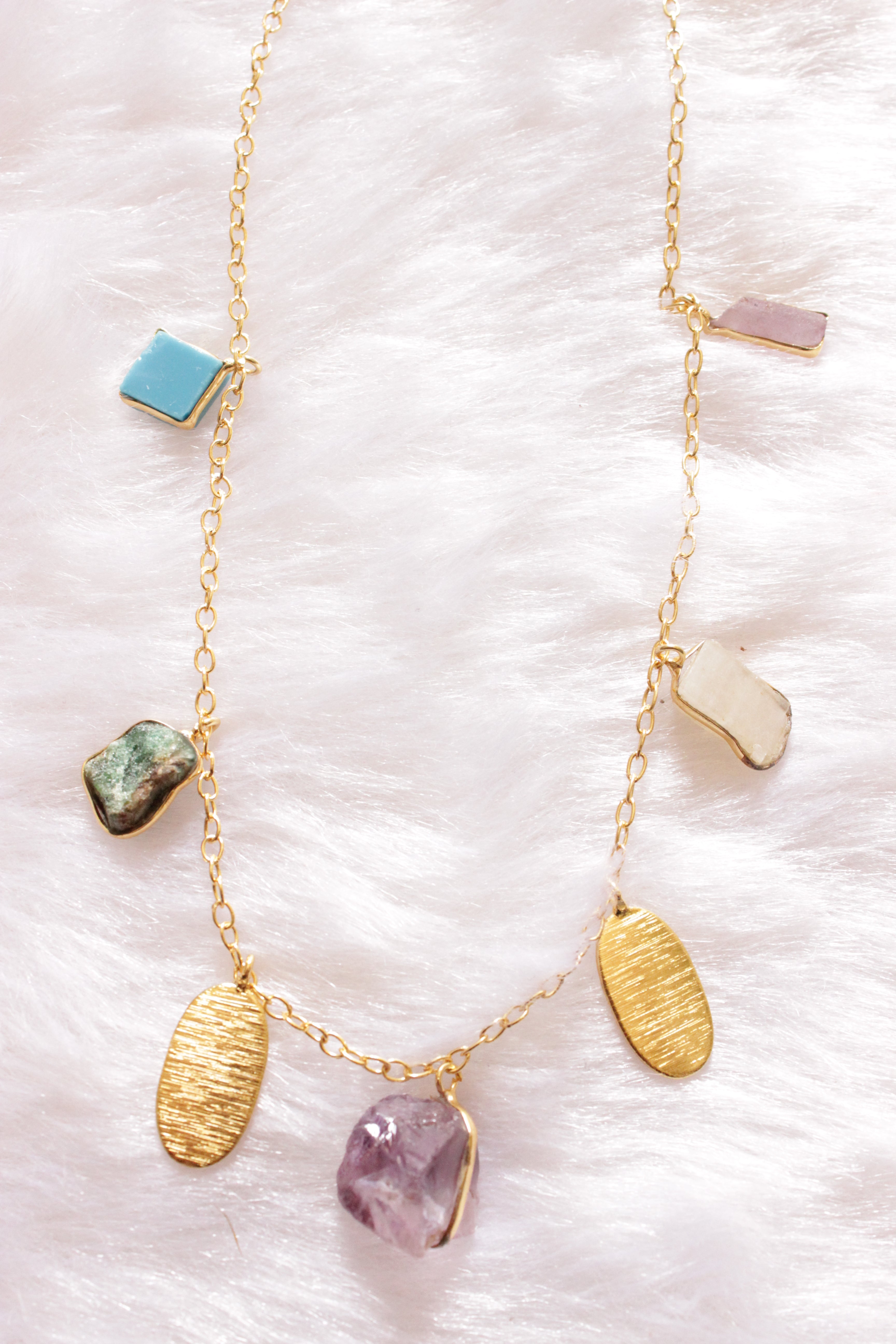 ZAD Multicolor Gemstone Style Cascading Necklace | eBay