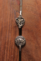 Set of 2 Religious Motifs Oxidised FInish Brass Clip-On Nosepins