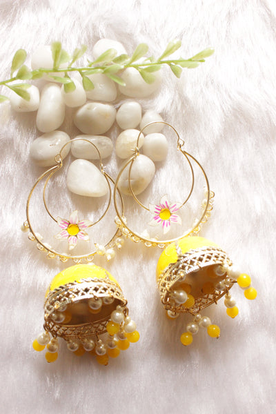 Yellow Beaded Long Fringe Earrings, Sead Bead Tassel Earrings (138)