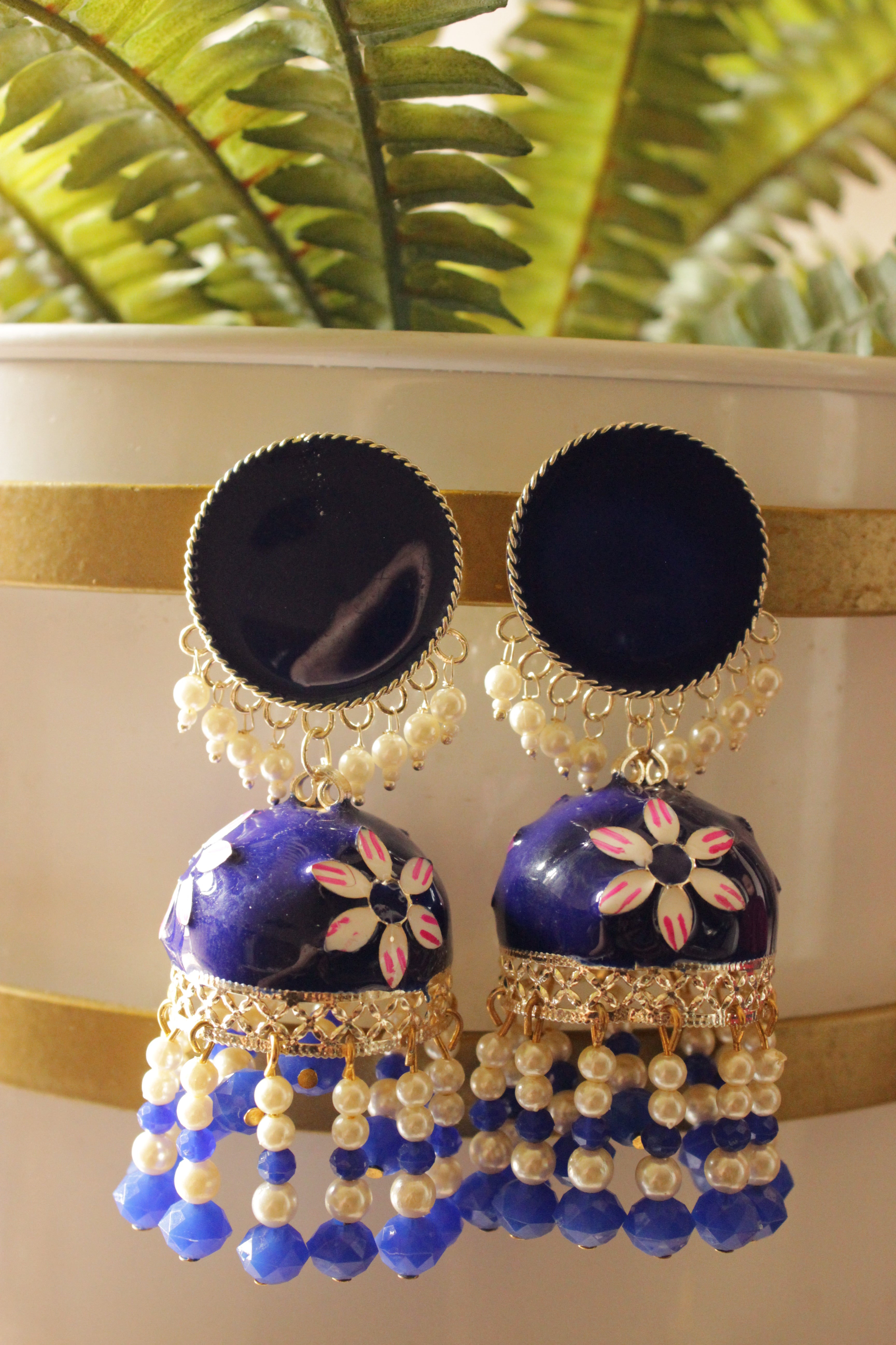 Royal blue on sale jhumka earrings