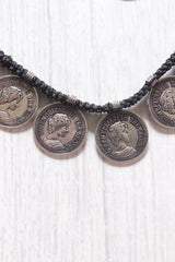 Stamped Coins Thread Closure Choker Necklace Set