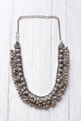 Oxidised Silver Bold Ghungroo Beads Embellished Metal Necklace