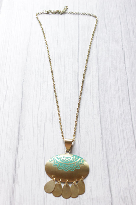 Hand Painted Brass Pendant Petite Everyday Wear Necklace