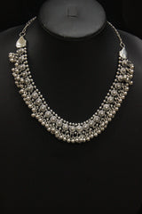 Oxidised Silver Bold Ghungroo Beads Embellished Metal Necklace