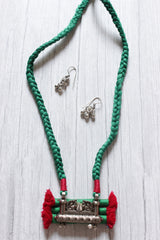 Braided Fabric Threads Metal Pendant Necklace Set